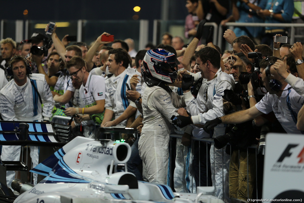 GP ABU DHABI, 23.11.2014- Gara, terzo Valtteri Bottas (FIN) Williams F1 Team FW36