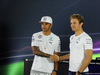 GP ABU DHABI, 20.11.14- Lewis Hamilton (GBR) Mercedes AMG F1 W05 e Nico Rosberg (GER) Mercedes AMG F1 W05