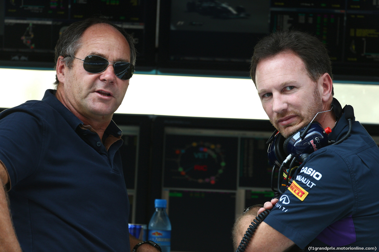 GP ABU DHABI, 21.11.2014 - Prove Libere 1, Gerard Berger (AUT) e Christian Horner (GBR), Red Bull Racing, Sporting Director