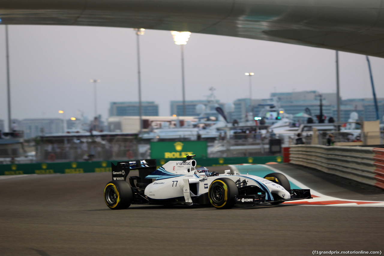 GP ABU DHABI, 21.11.2014 - Prove Libere 2, Valtteri Bottas (FIN) Williams F1 Team FW36