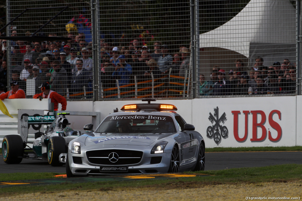 GP AUSTRALIA, 16.03.2014- Gara, The Safety car davanti a Nico Rosberg (GER) Mercedes AMG F1 W05
