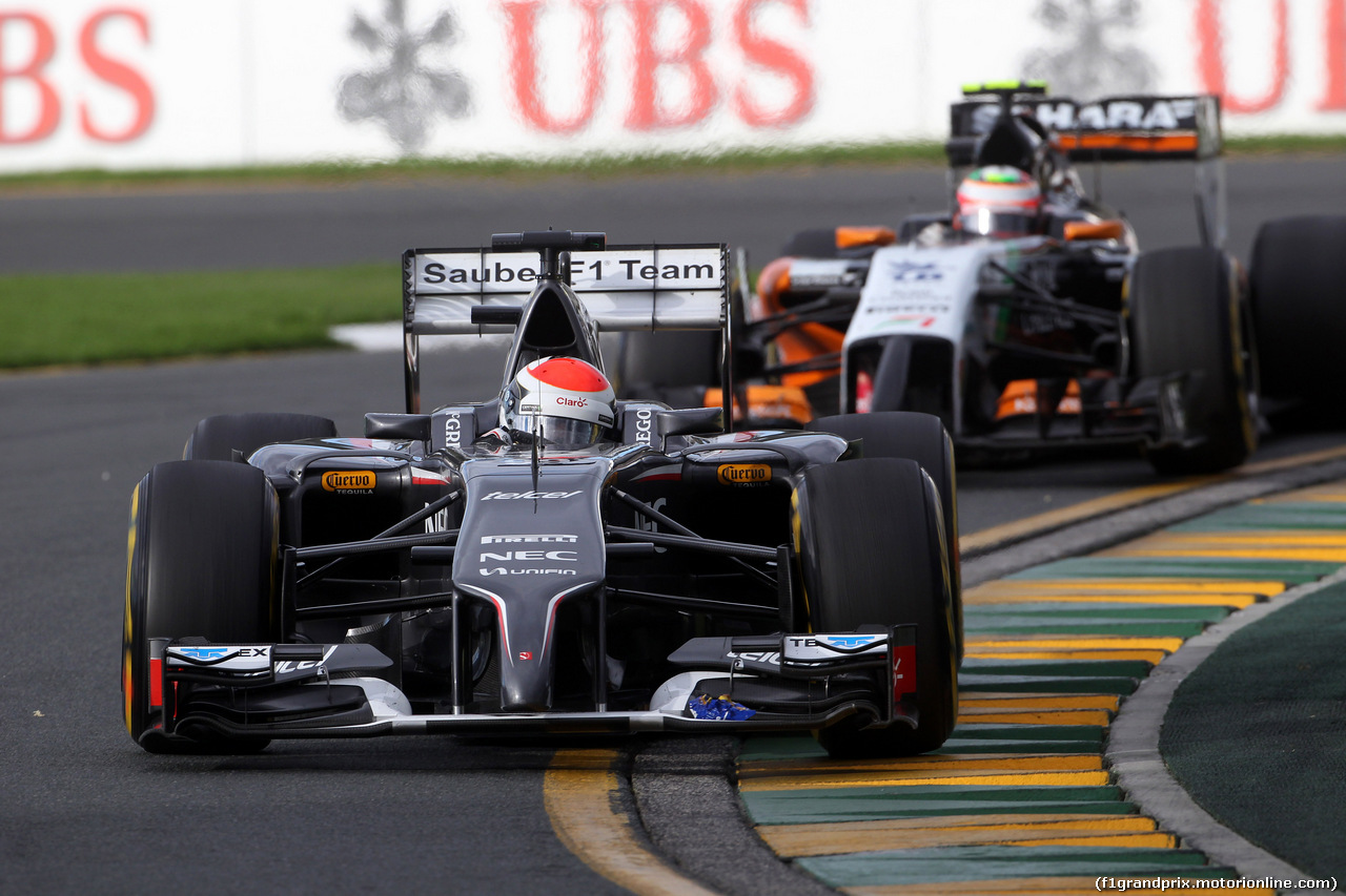 GP AUSTRALIA, 16.03.2014- Gara,Adrian Sutil (GER) Sauber F1 Team C33 davanti a Sergio Perez (MEX) Sahara Force India F1 VJM07