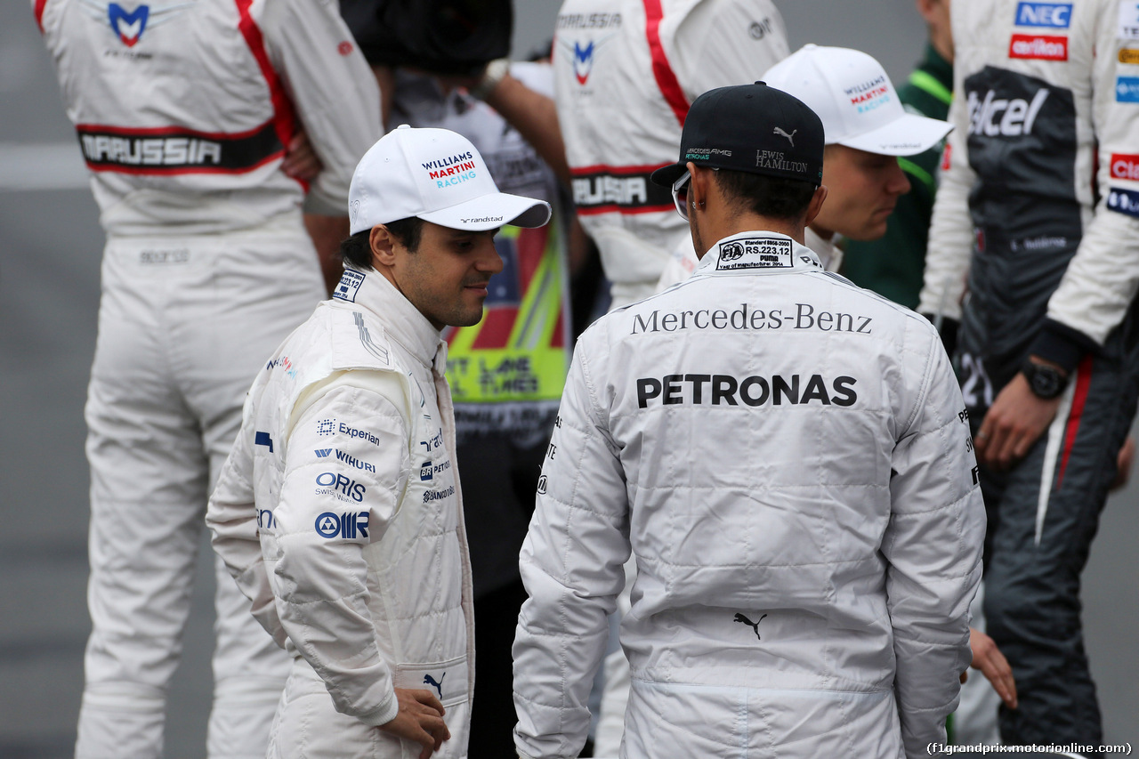 GP AUSTRALIA, 16.03.2014- Felipe Massa (BRA) Williams F1 Team FW36 e Lewis Hamilton (GBR) Mercedes AMG F1 W05
