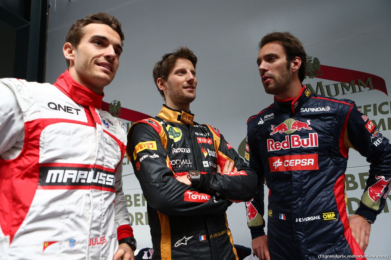GP AUSTRALIA, 16.03.2014- Jules Bianchi (FRA) Marussia F1 Team MR03, Romain Grosjean (FRA) Lotus F1 Team E22 e Jean-Eric Vergne (FRA) Scuderia Toro Rosso STR9