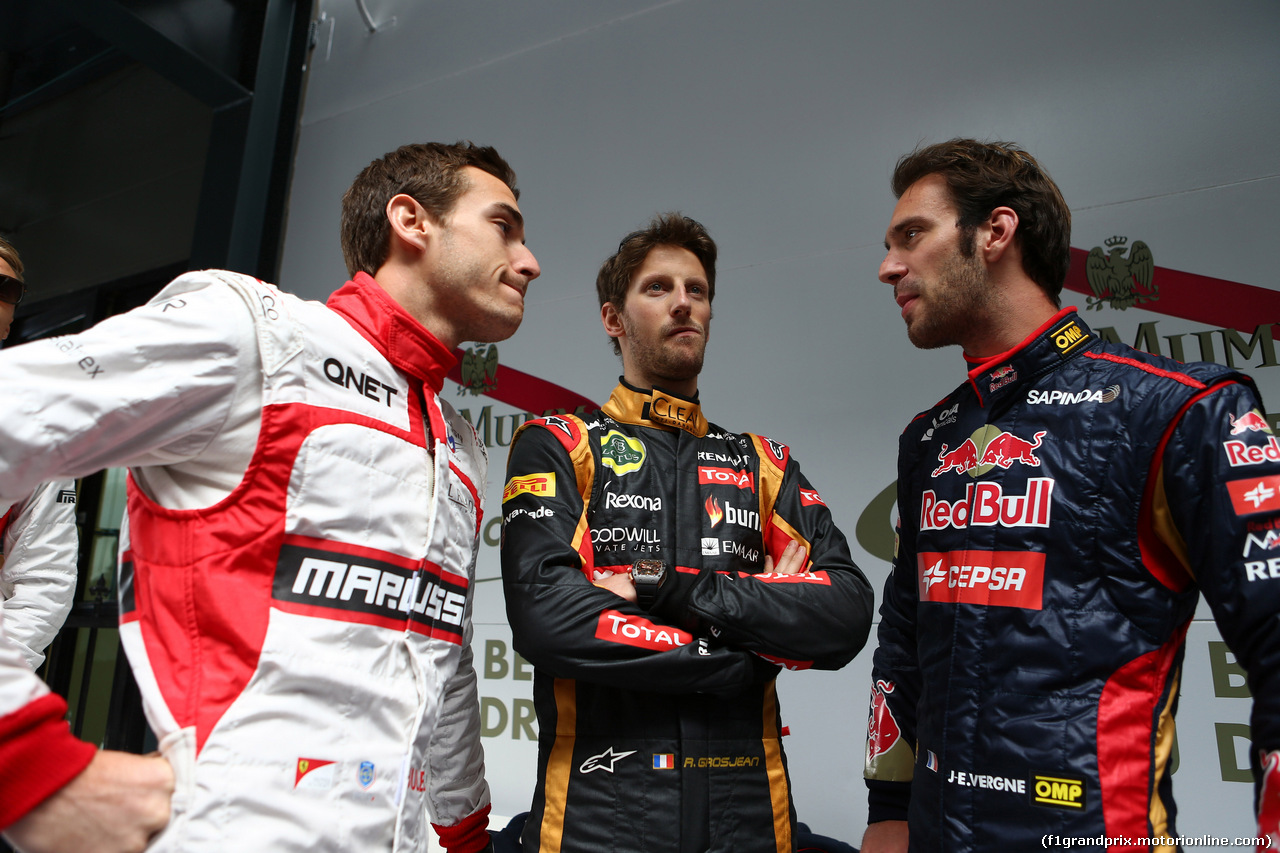 GP AUSTRALIA, 16.03.2014- Jules Bianchi (FRA) Marussia F1 Team MR03, Romain Grosjean (FRA) Lotus F1 Team E22 e Jean-Eric Vergne (FRA) Scuderia Toro Rosso STR9