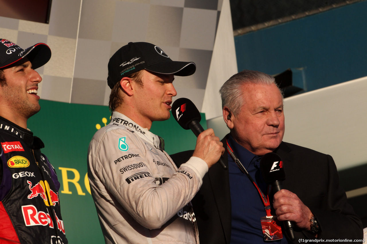 GP AUSTRALIA, 16.03.2014- Gara, Nico Rosberg (GER) Mercedes AMG F1 W05 vincitore with Alan Jones (AUS)