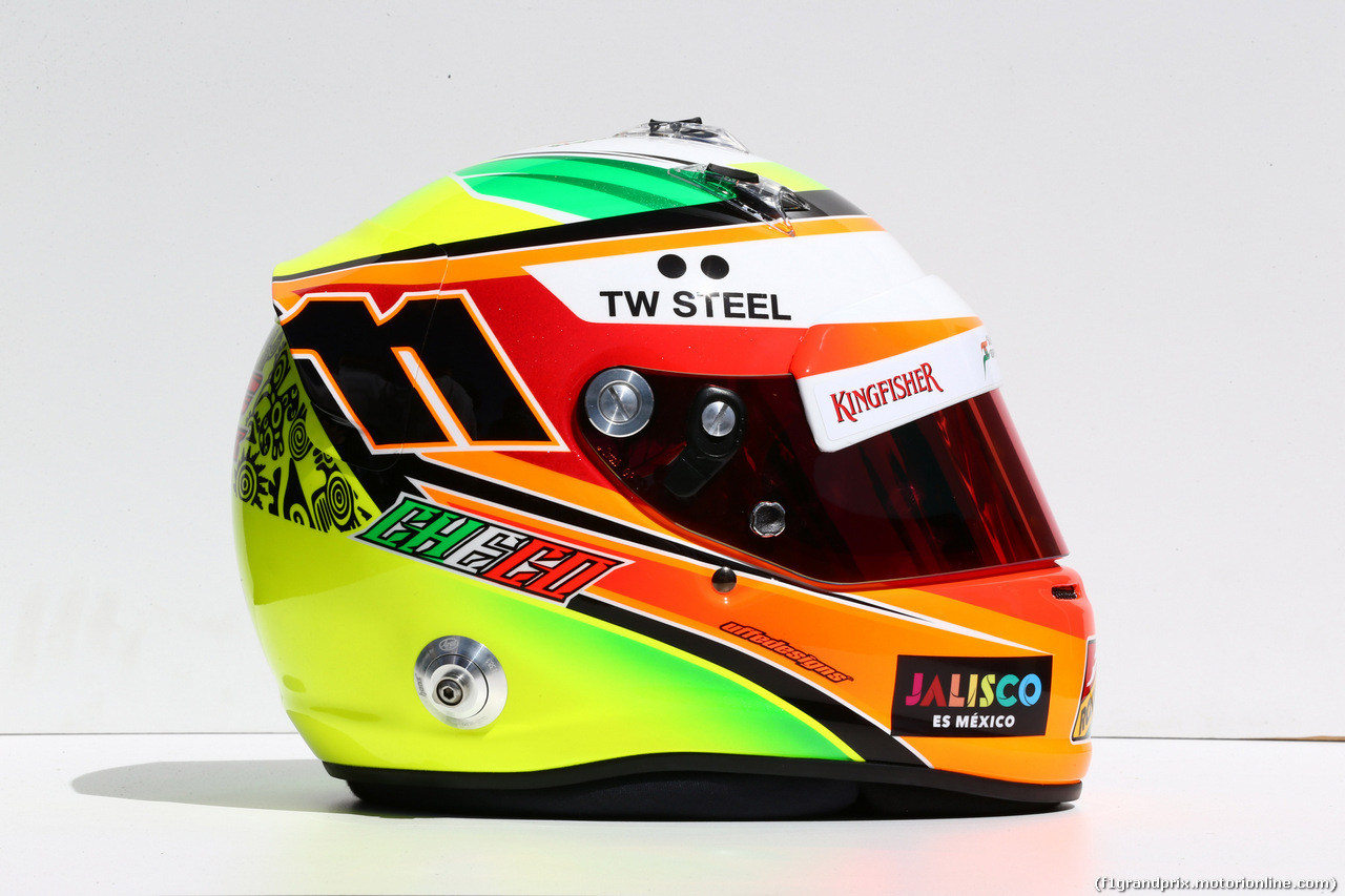 GP AUSTRALIA, 13.03.2014- The helmet of Sergio Perez (MEX) Sahara Force India F1 VJM07