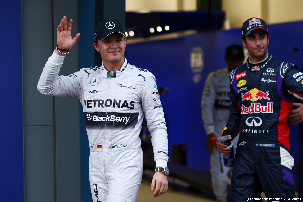 GP AUSTRALIA, 15.03.2014- Qualifiche, Nico Rosberg (GER) Mercedes AMG F1 W05     e Daniel Ricciardo (AUS) Red Bull Racing RB10