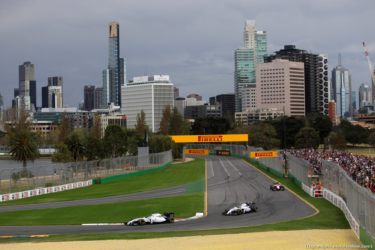 GP AUSTRALIA, 15.03.2014- Qualifiche, Felipe Massa (BRA) Williams F1 Team FW36 davanti a Valtteri Bottas (FIN) Williams F1 Team FW36