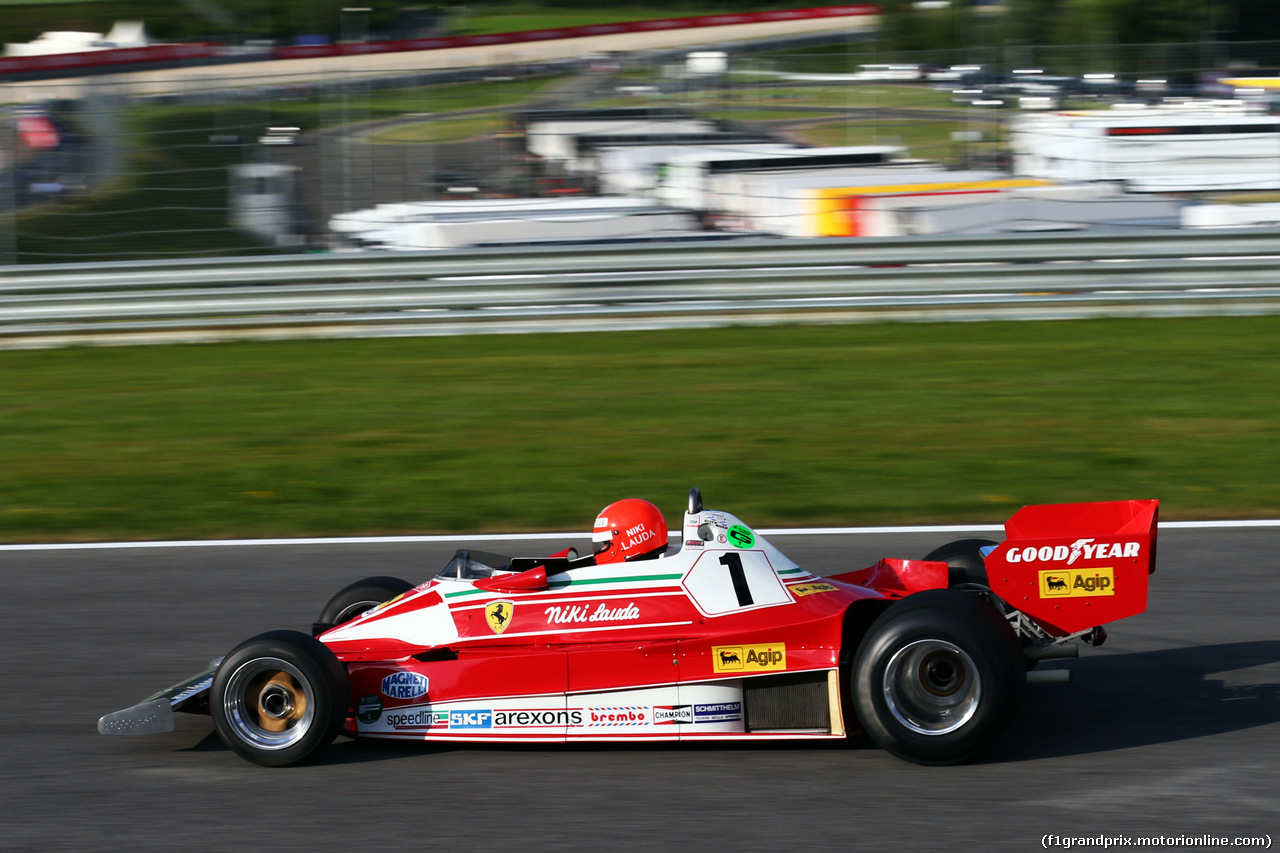GP AUSTRIA, 21.06.2014- Niki Lauda (AUT) Mercedes Non-Executive Chairman is reunited with his Ferrari 312T2.