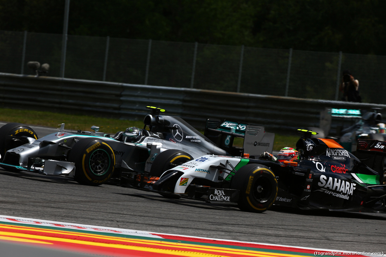 GP AUSTRIA, 22.06.2014- Gara, Nico Rosberg (GER) Mercedes AMG F1 W05 e Sergio Perez (MEX) Sahara Force India F1 VJM07