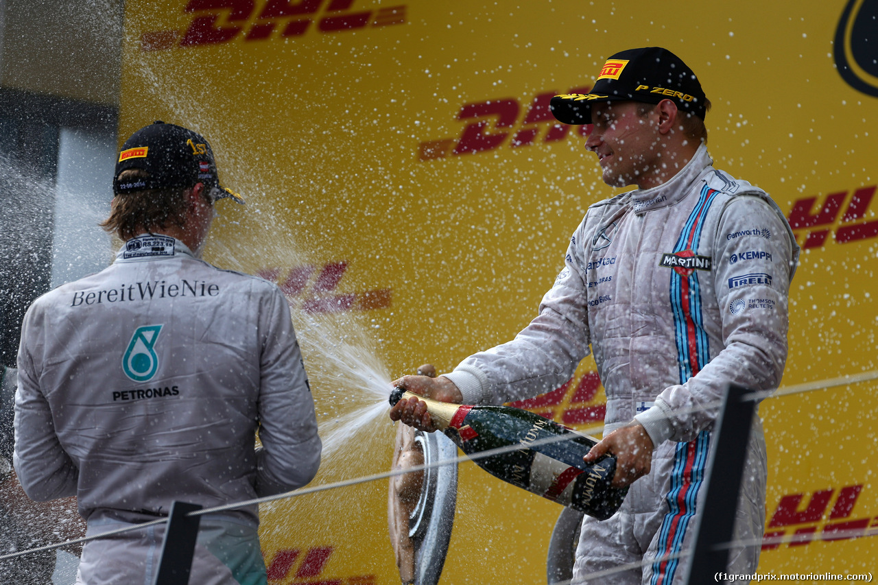 GP AUSTRIA, 22.06.2014- Gara, Nico Rosberg (GER) Mercedes AMG F1 W05 vincitore e terzo Valtteri Bottas (FIN) Williams F1 Team FW36