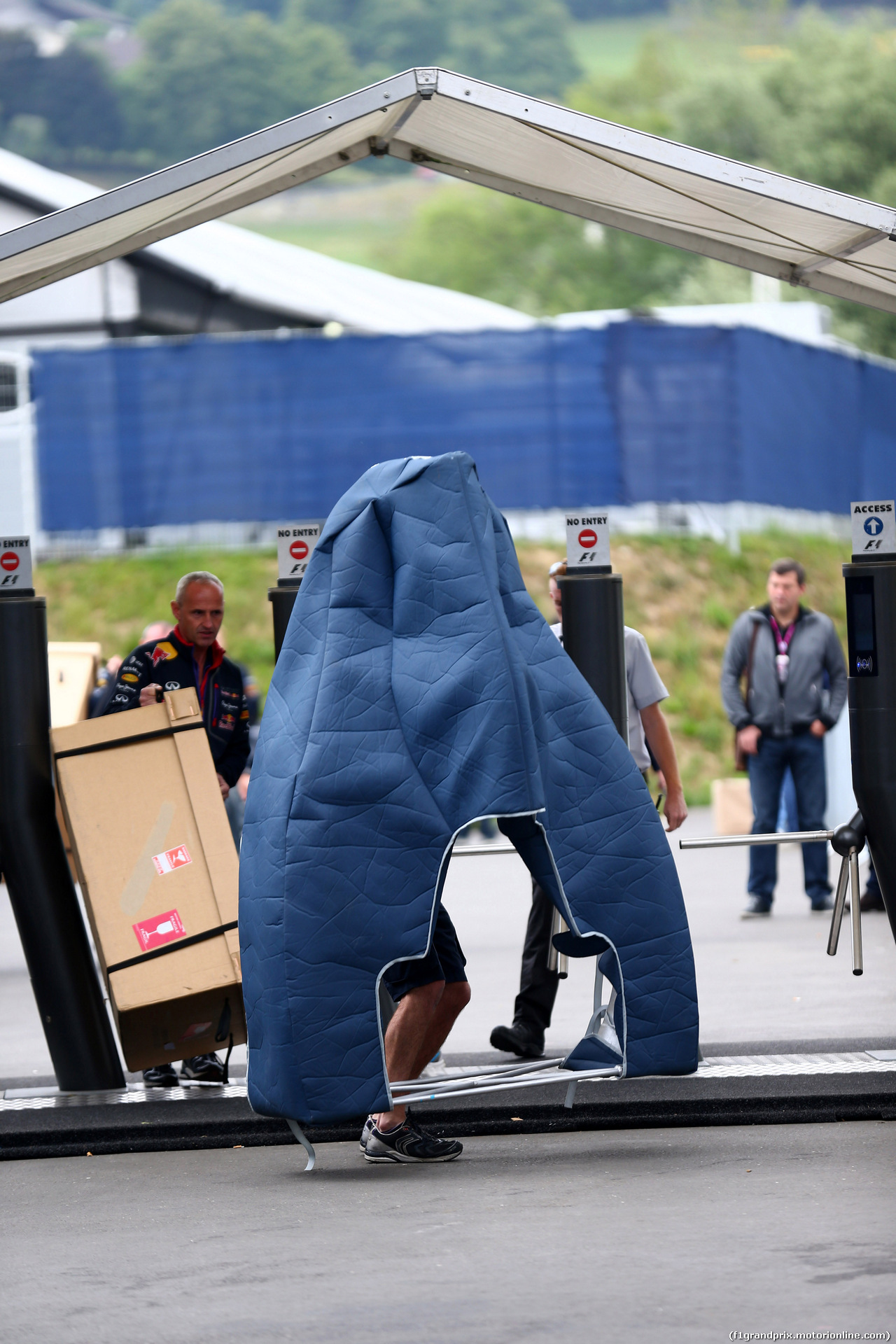 GP AUSTRIA, 20.06.2014- A new Red Bull Racing RB10 engine cover delivered to the paddock.