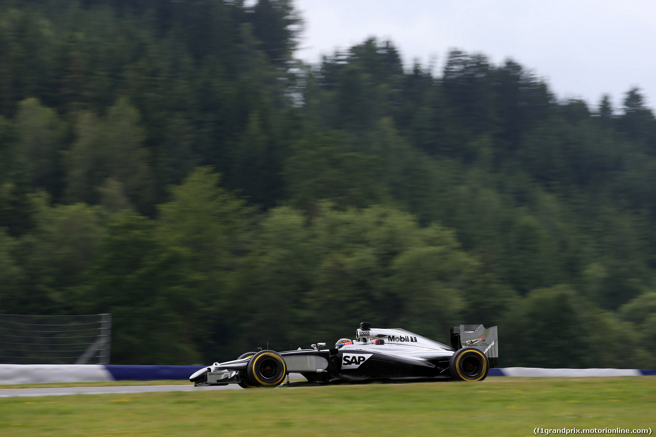 GP AUSTRIA, 20.06.2014- Prove Libere 1, Jenson Button (GBR) McLaren Mercedes MP4-29