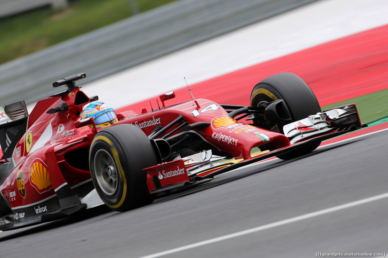 GP AUSTRIA, 20.06.2014- Prove Libere 2, Fernando Alonso (ESP) Ferrari F14-T