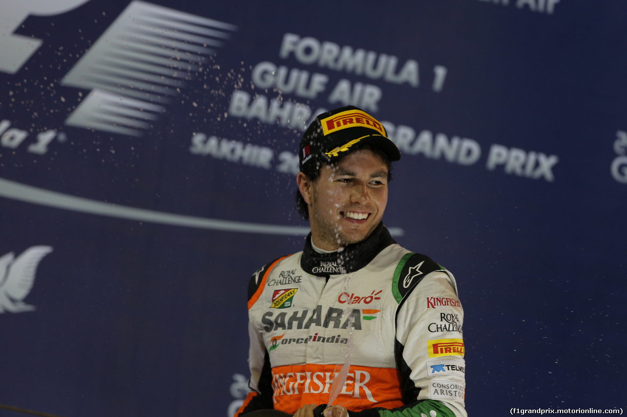 GP BAHRAIN, 06.04.2014-  Podium, 3rd Sergio Perez (MEX) Sahara Force India F1 Team VJM07