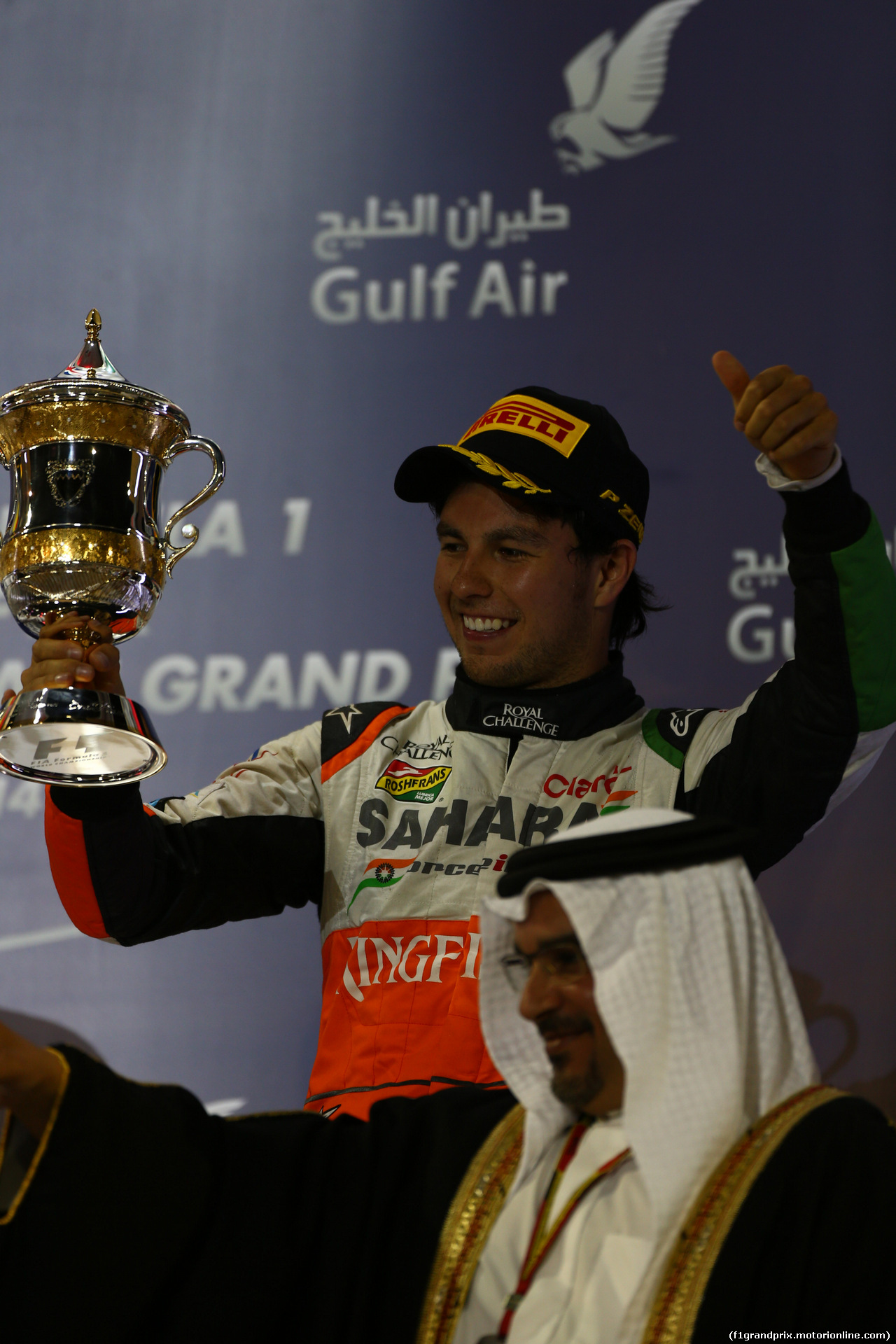 GP BAHRAIN, 06.04.2014-  Podium, 3rd Sergio Perez (MEX) Sahara Force India F1 Team VJM07