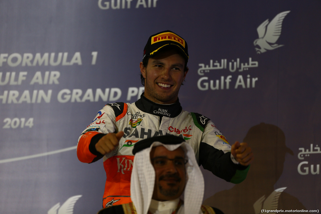GP BAHRAIN, 06.04.2014-  Podium, 3rd Sergio Perez (MEX) Sahara Force India F1 Team VJM07