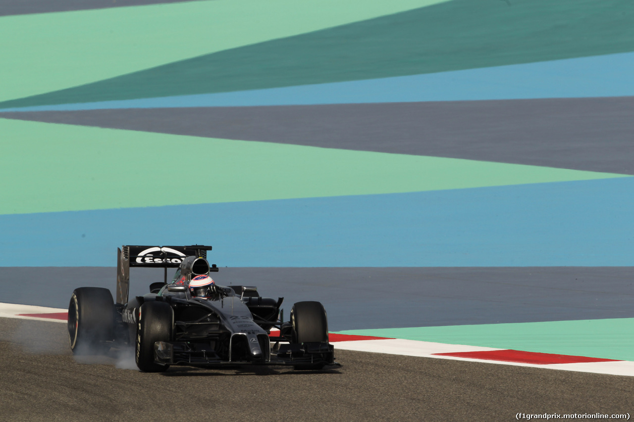 GP BAHRAIN, 04.04.2014- Prove Libere 1, Jenson Button (GBR) McLaren Mercedes MP4-29