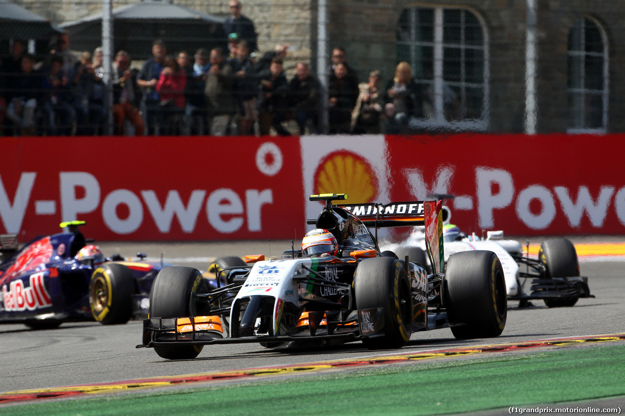 GP BELGIO, 24.08.2014- Gara, Sergio Perez (MEX) Sahara Force India F1 VJM07