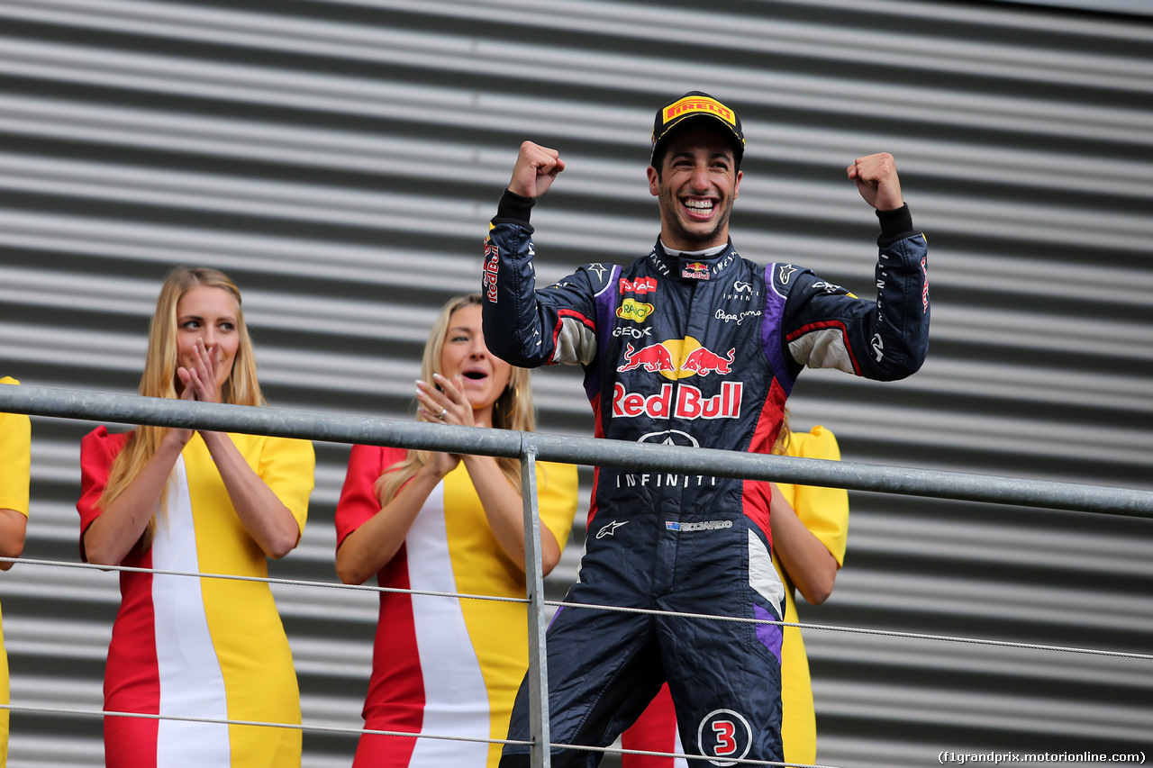 GP BELGIO, 24.08.2014- Gara, Daniel Ricciardo (AUS) Red Bull Racing RB10 vincitore