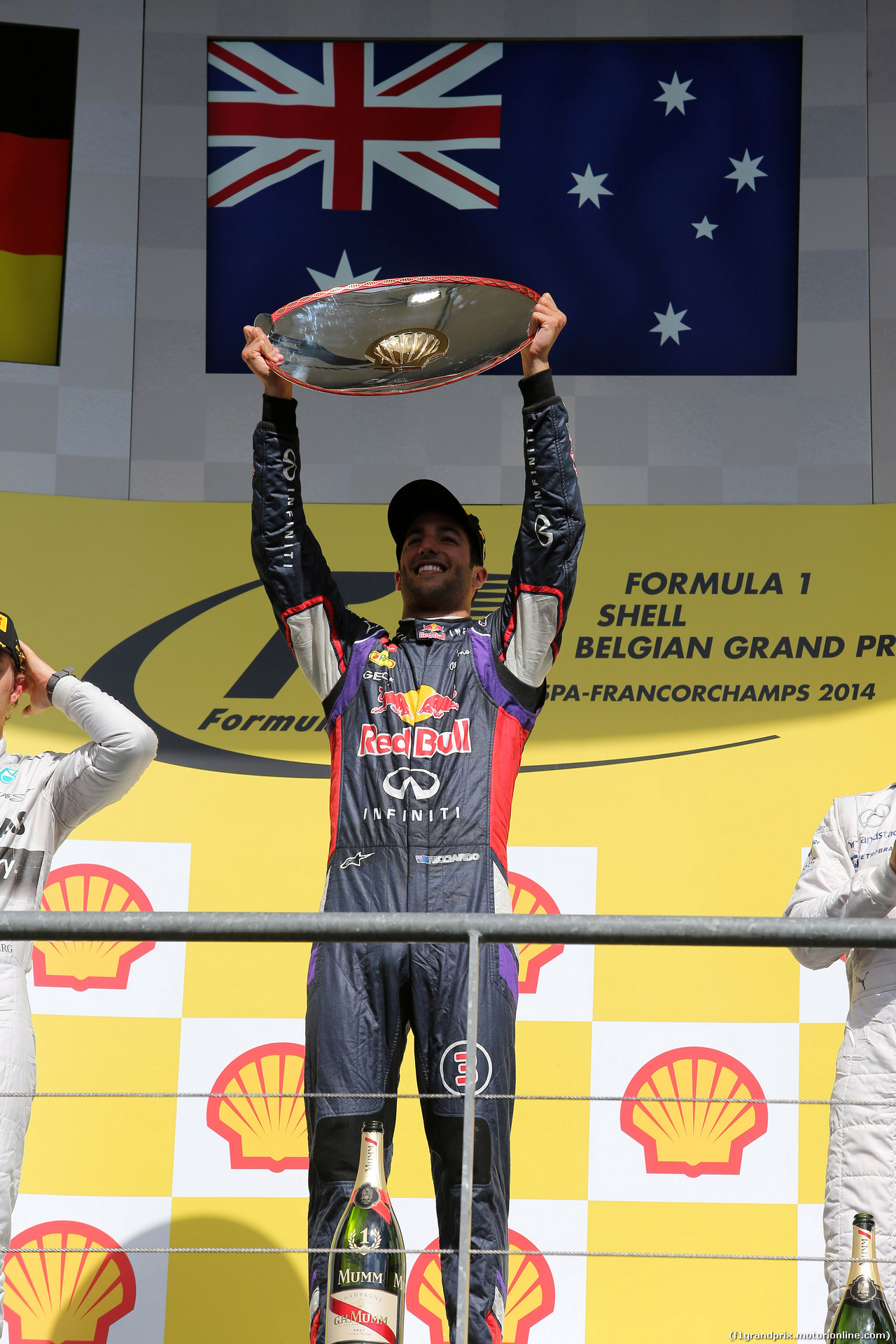 GP BELGIO, 24.08.2014- Gara, Daniel Ricciardo (AUS) Red Bull Racing RB10 vincitore