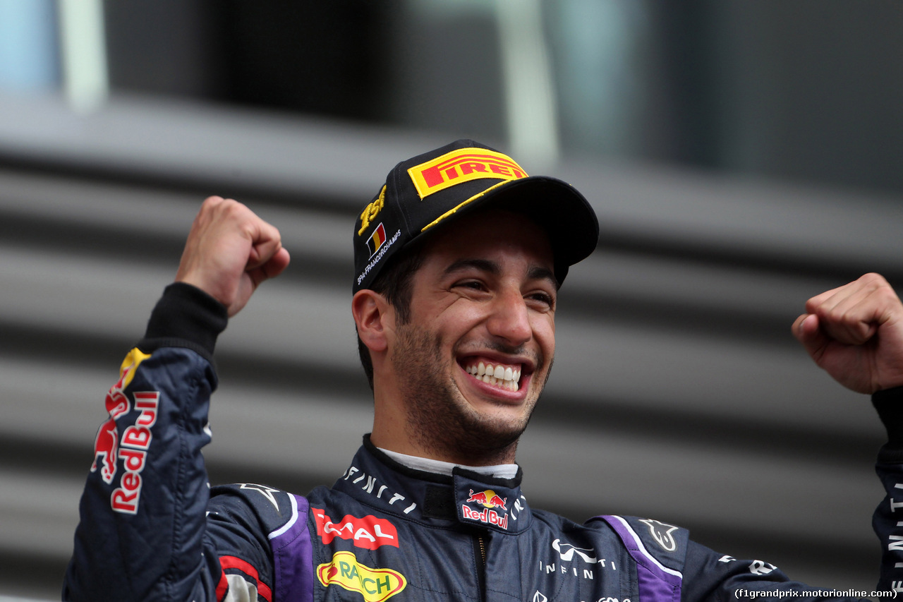 GP BELGIO, 24.08.2014- Gara, Daniel Ricciardo (AUS) Red Bull Racing RB10 vincitore