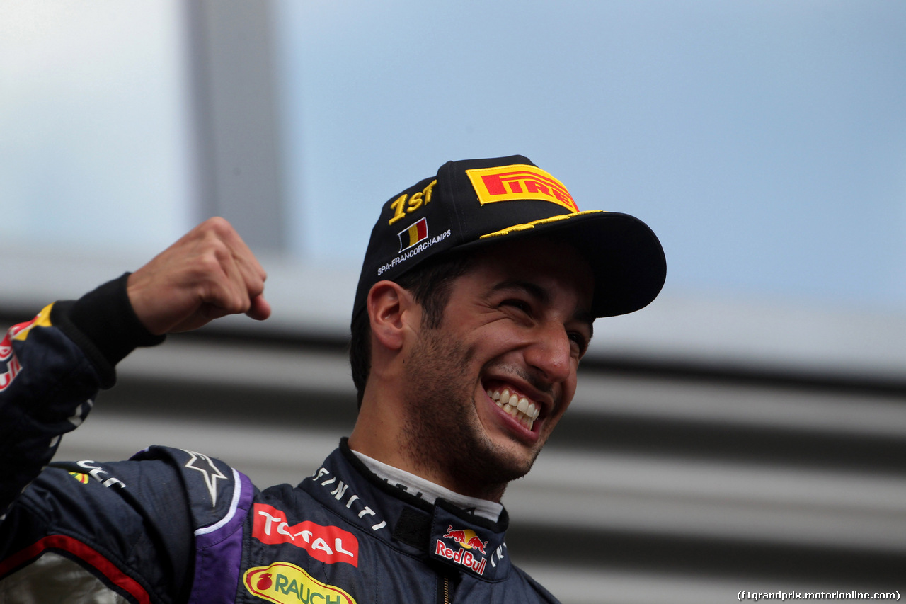 GP BELGIO, 24.08.2014- Gara, Daniel Ricciardo (AUS) Red Bull Racing RB10 vincitore