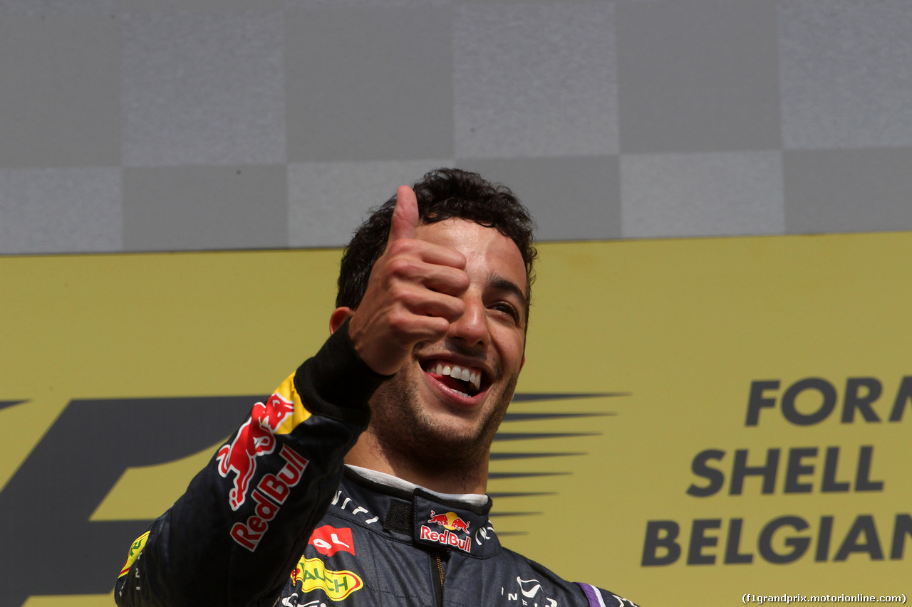 GP BELGIO, 24.08.2014- Gara, Daniel Ricciardo (AUS) Red Bull Racing RB10 vincitore
