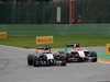 GP BELGIO, 24.08.2014- Gara, Nico Hulkenberg (GER) Sahara Force India F1 VJM07 e Jules Bianchi (FRA) Marussia F1 Team MR03