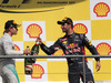 GP BELGIO, 24.08.2014- Gara, secondo Nico Rosberg (GER) Mercedes AMG F1 W05 e Daniel Ricciardo (AUS) Red Bull Racing RB10 vincitore