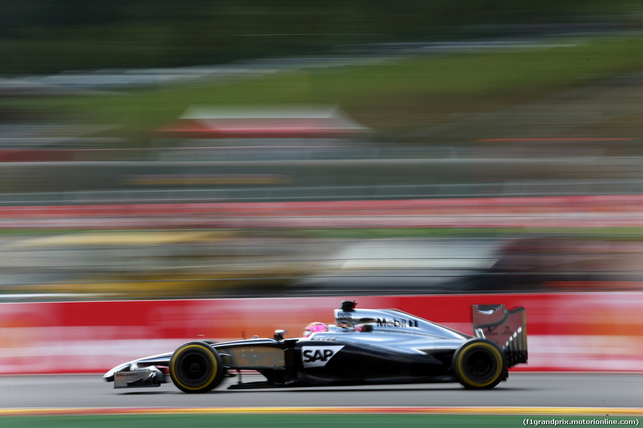 GP BELGIO, 23.08.2014- Prove Libere 3, Jenson Button (GBR) McLaren Mercedes MP4-29