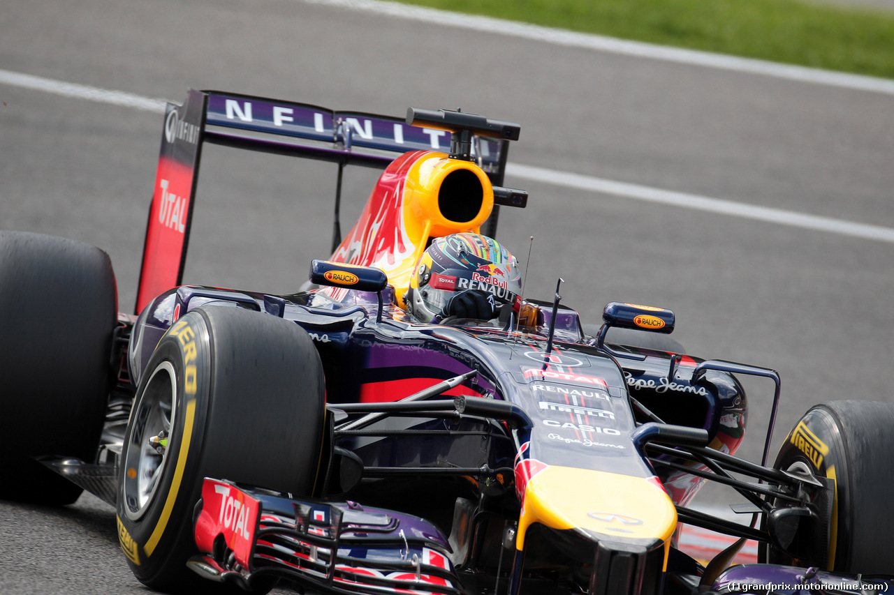 GP BELGIO, 23.08.2014- Prove Libere 3, Sebastian Vettel (GER) Red Bull Racing RB10