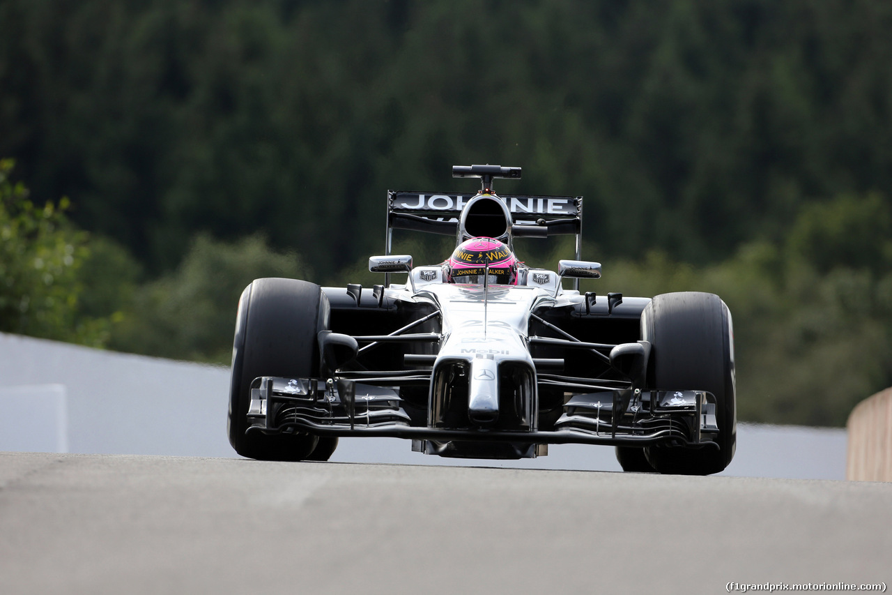 GP BELGIO, 22.08.2014- Prove Libere 1, Jenson Button (GBR) McLaren Mercedes MP4-29
