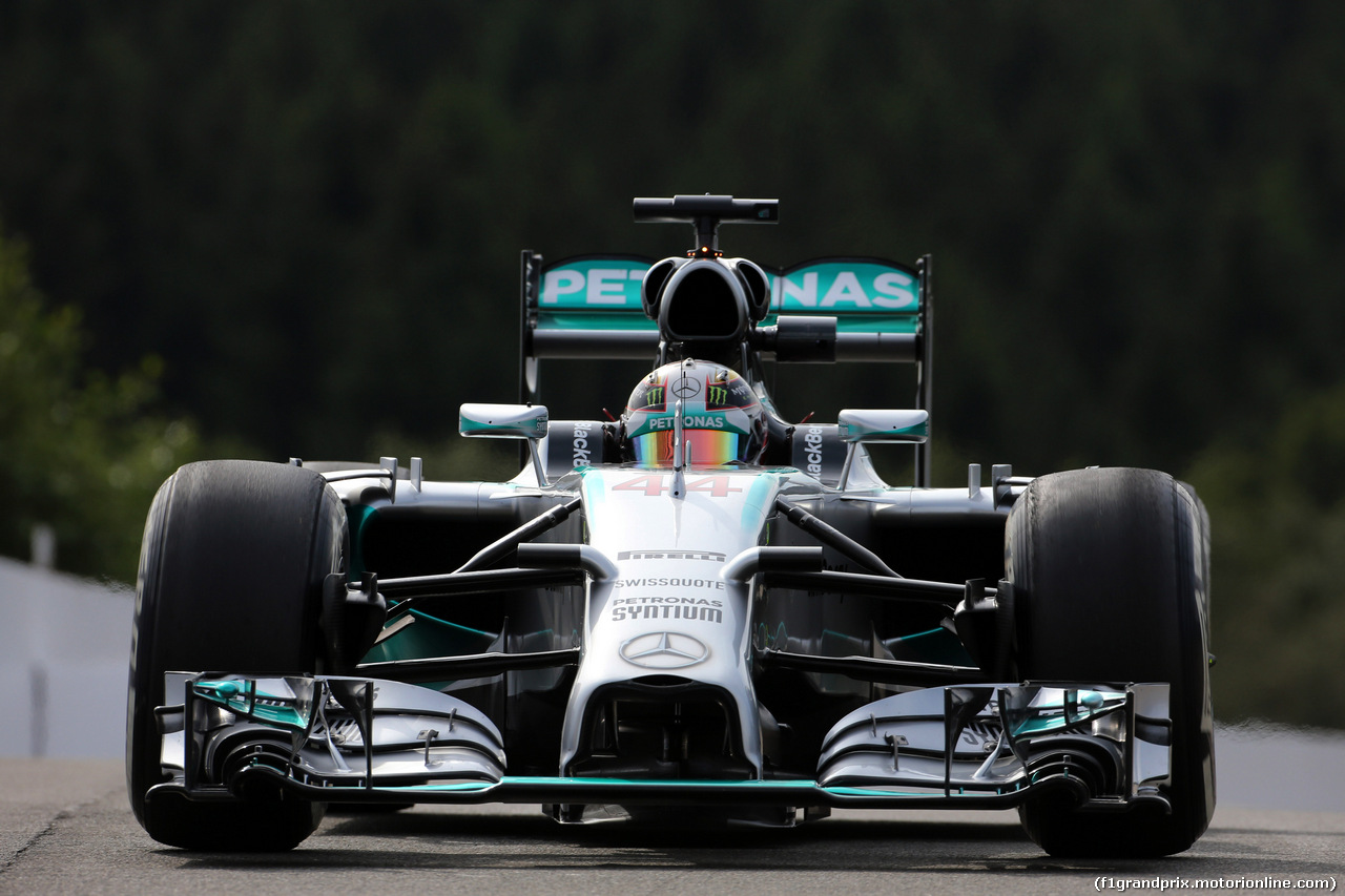 GP BELGIO, 22.08.2014- Prove Libere 1, Lewis Hamilton (GBR) Mercedes AMG F1 W05