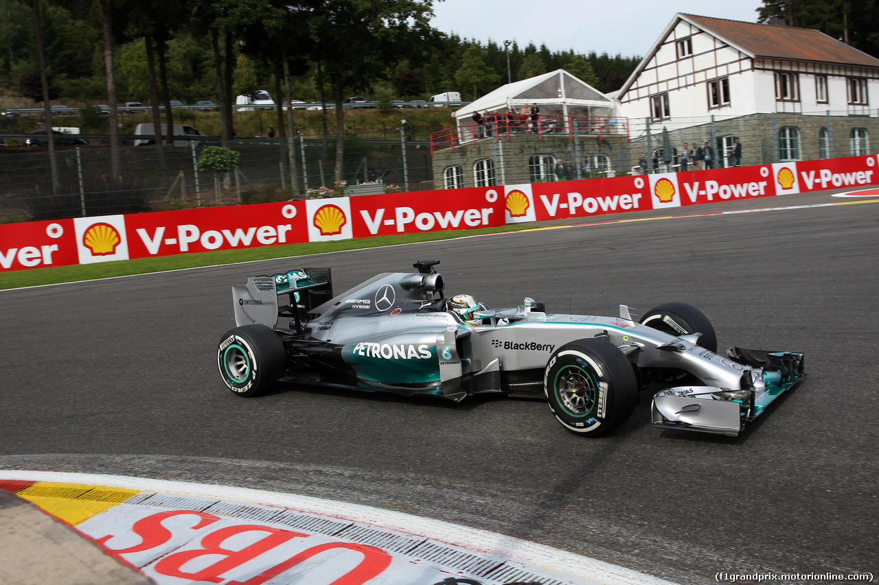 GP BELGIO, 22.08.2014- Prove Libere 1, Lewis Hamilton (GBR) Mercedes AMG F1 W05