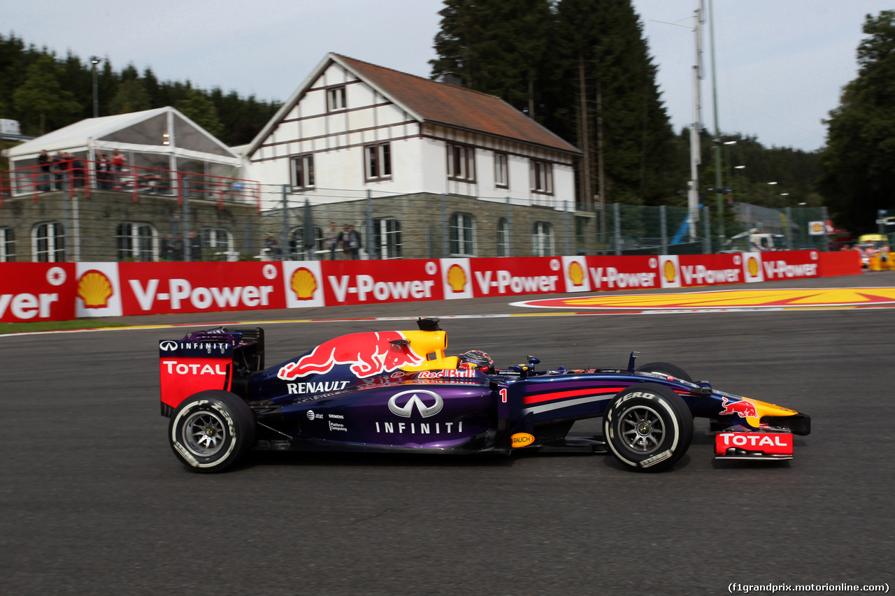 GP BELGIO, 22.08.2014- Prove Libere 1, Sebastian Vettel (GER) Red Bull Racing RB10