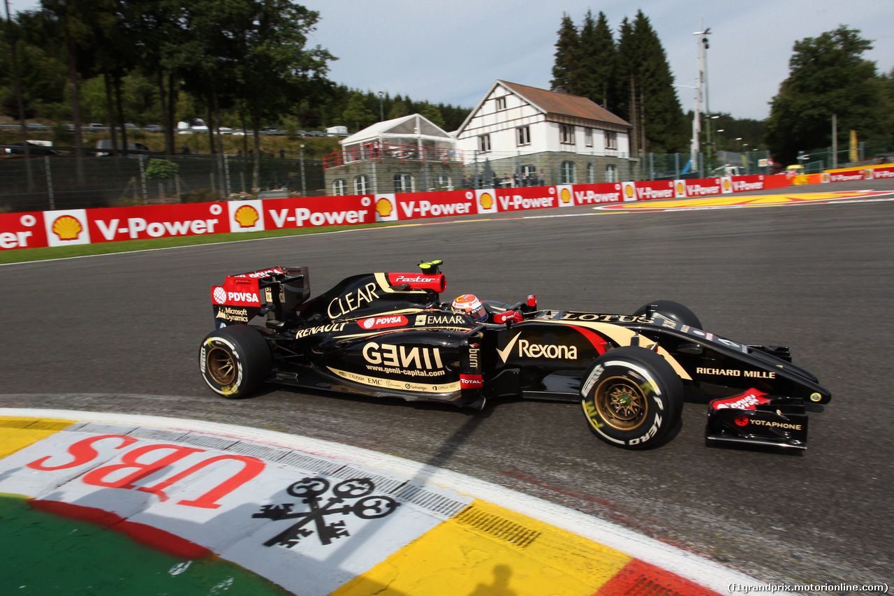 GP BELGIO, 22.08.2014- Prove Libere 1, Pastor Maldonado (VEN) Lotus F1 Team E22