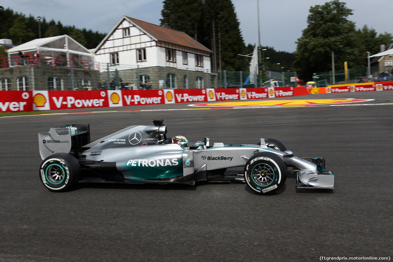 GP BELGIO, 22.08.2014- Prove Libere 1, Lewis Hamilton (GBR) Mercedes AMG F1 W05