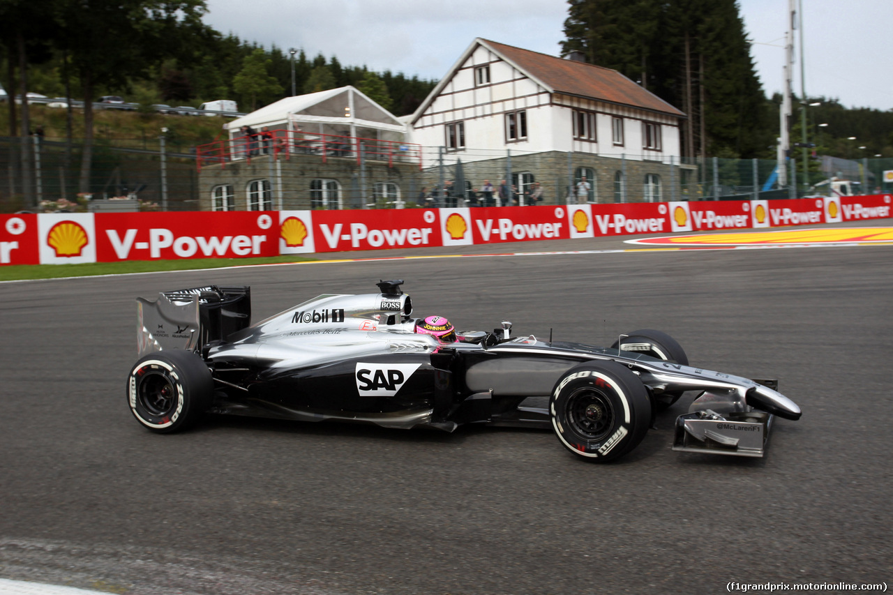 GP BELGIO, 22.08.2014- Prove Libere 1, Jenson Button (GBR) McLaren Mercedes MP4-29