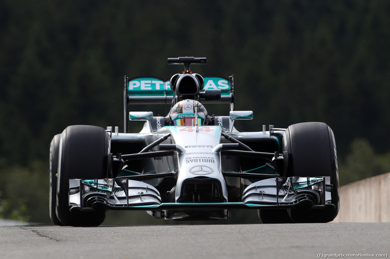 GP BELGIO, 22.08.2014- Prove Libere 1, Lewis Hamilton (GBR) Mercedes AMG F1 W05