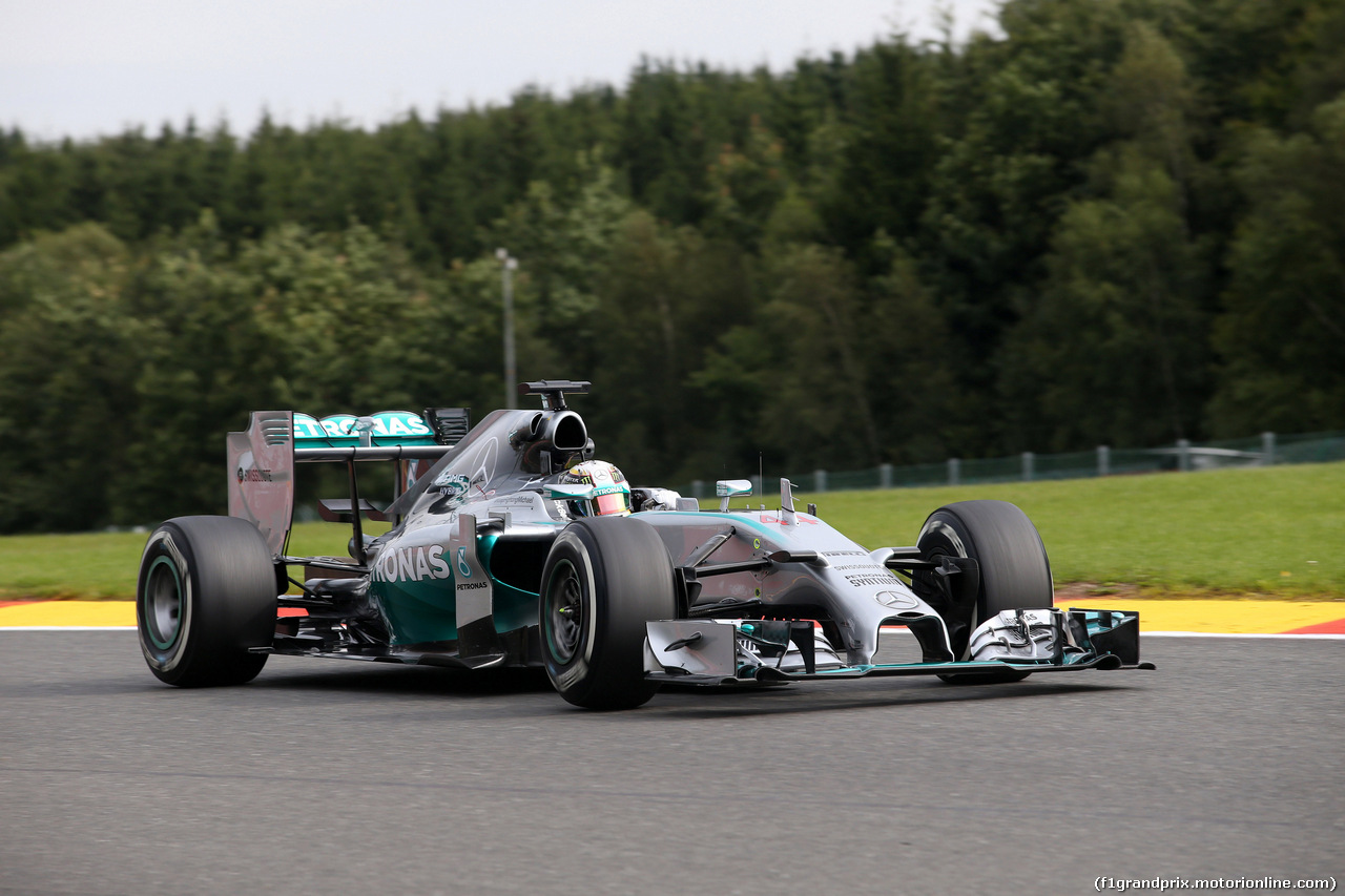 GP BELGIO, 22.08.2014- Prove Libere 1, Lewis Hamilton (GBR) Mercedes AMG F1 W05