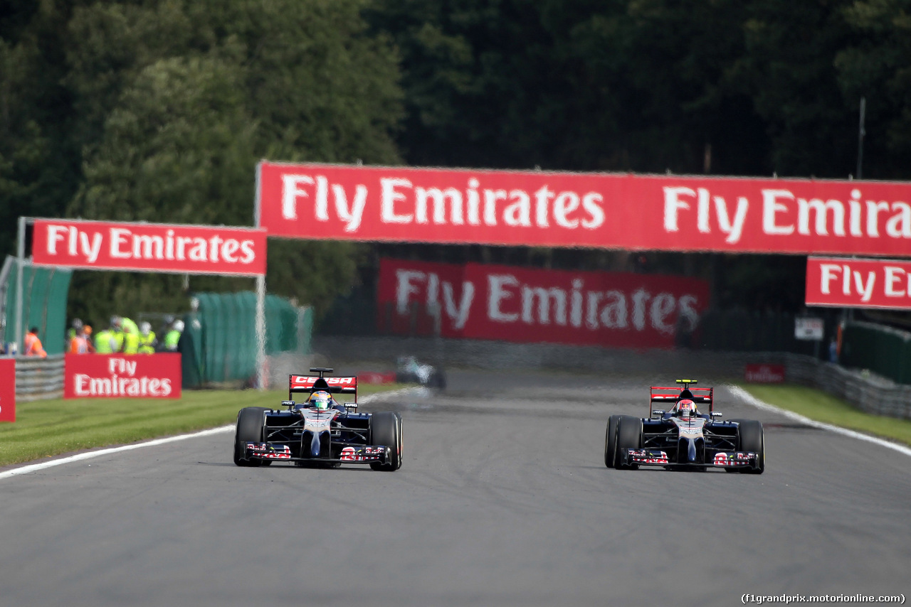 GP BELGIO, 22.08.2014- Prove Libere 1, Jean-Eric Vergne (FRA) Scuderia Toro Rosso STR9 e Daniil Kvyat (RUS) Scuderia Toro Rosso STR9