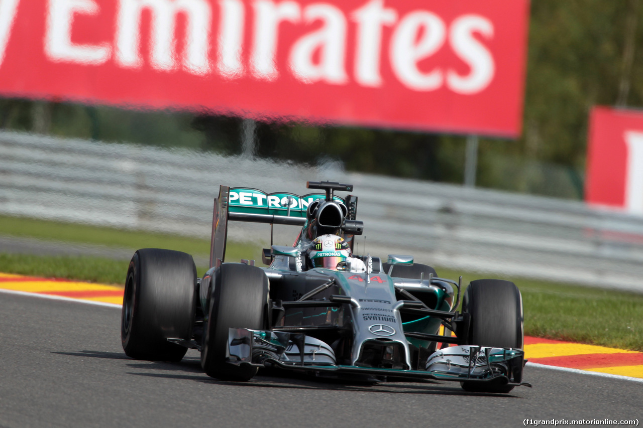 GP BELGIO, 22.08.2014- Prove Libere 1, Lewis Hamilton (GBR) Mercedes AMG F1 W05