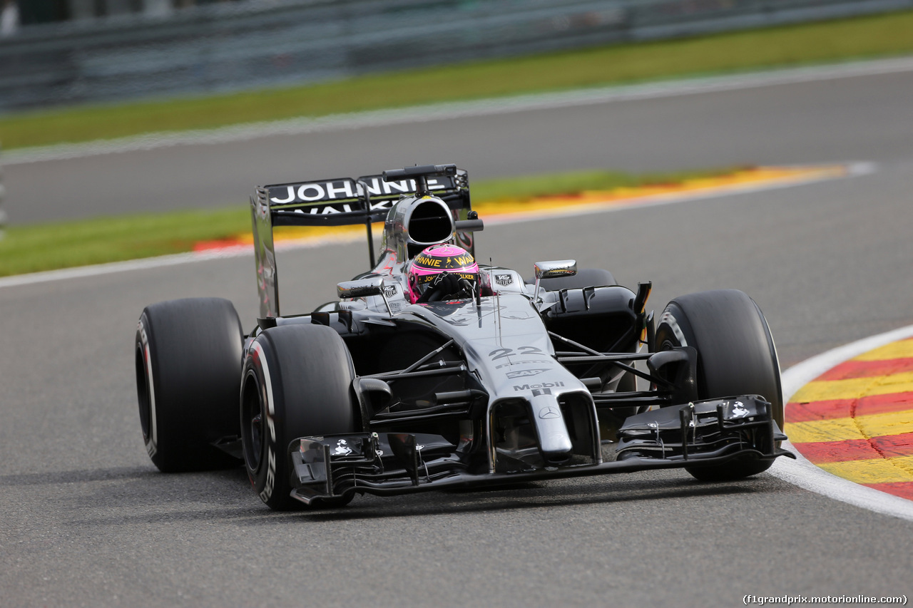 GP BELGIO, 22.08.2014- Prove Libere 1, Jenson Button (GBR) McLaren Mercedes MP4-29