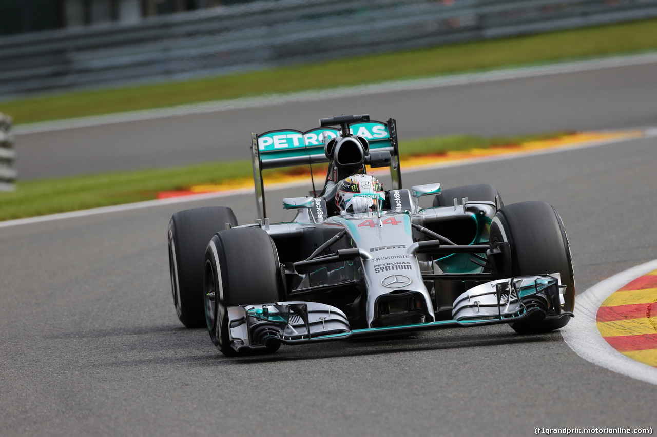 GP BELGIO, 22.08.2014- Prove Libere 1, Lewis Hamilton (GBR) Mercedes AMG F1 W05