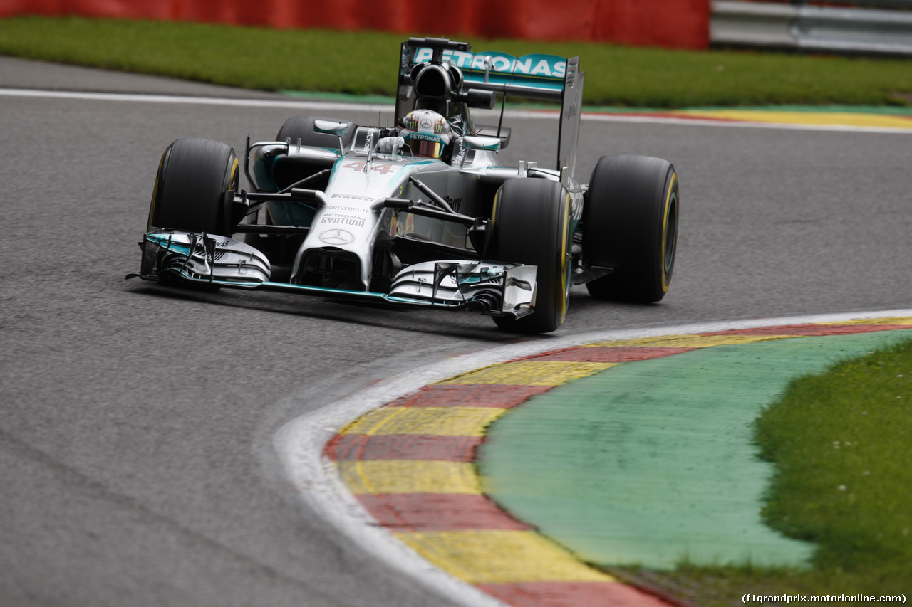 GP BELGIO, 22.08.2014- Prove Libere 2, Lewis Hamilton (GBR) Mercedes AMG F1 W05