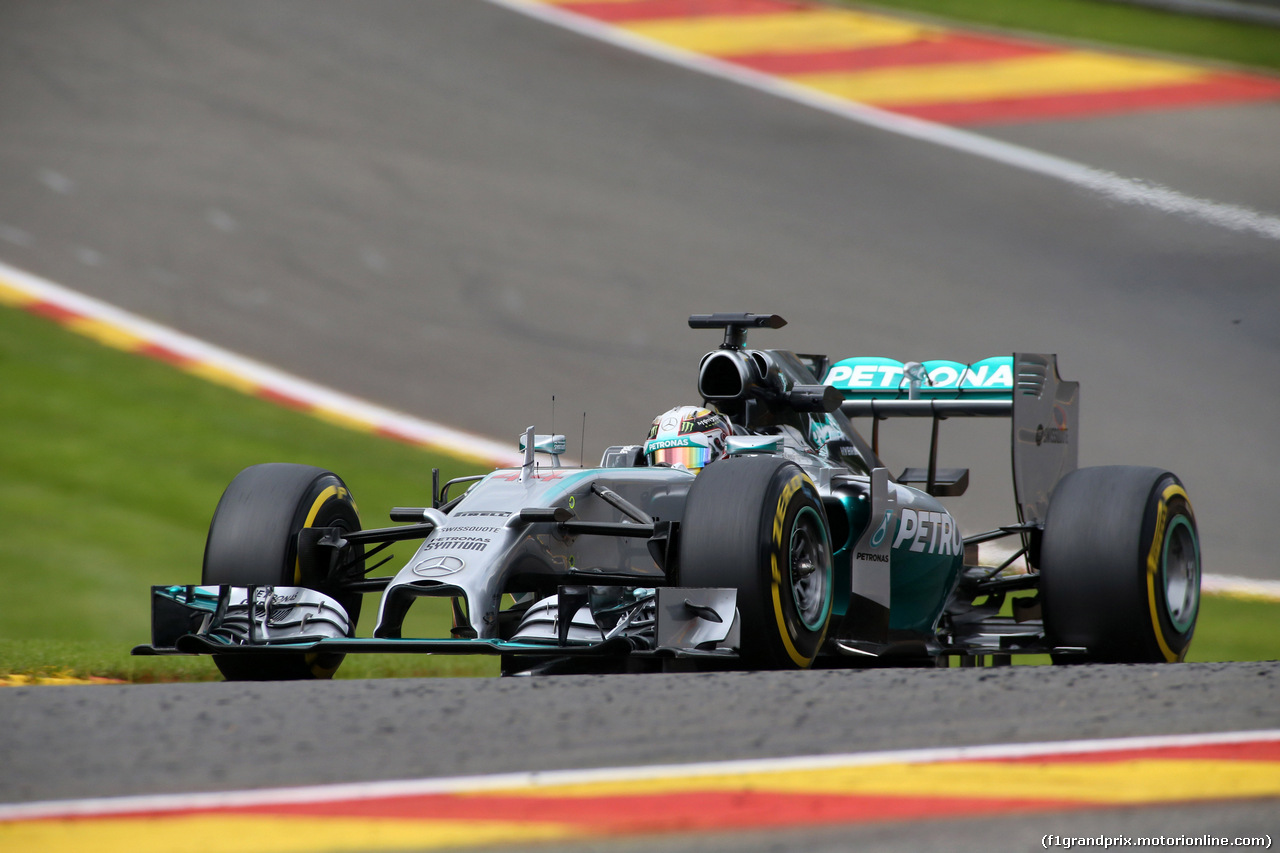 GP BELGIO, 22.08.2014- Prove Libere 2, Lewis Hamilton (GBR) Mercedes AMG F1 W05