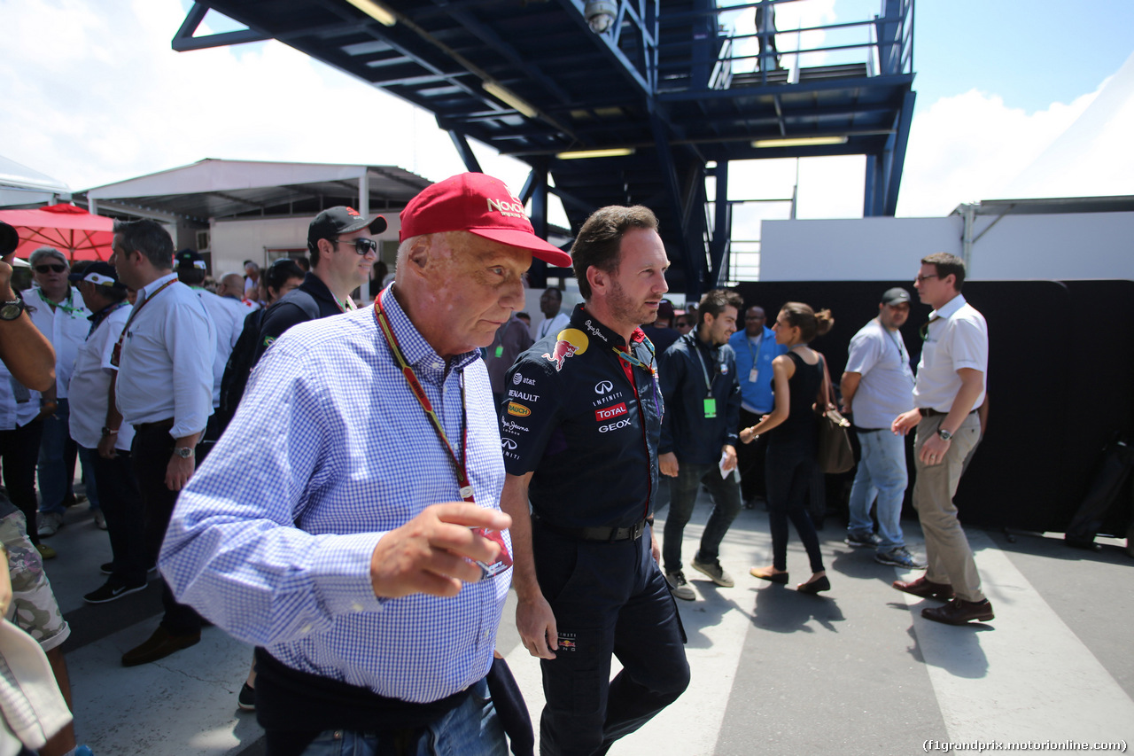 GP BRASILE, 09.11.2014 - Nikki Lauda (AU), Mercedes e Christian Horner (GBR), Red Bull Racing, Sporting Director