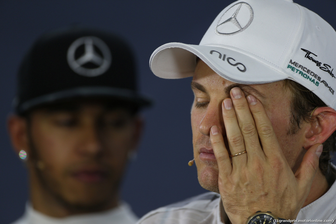 GP BRASILE, 09.11.2014 - Gara, Conferenza Stampa, Lewis Hamilton (GBR) Mercedes AMG F1 W05 e Nico Rosberg (GER) Mercedes AMG F1 W05